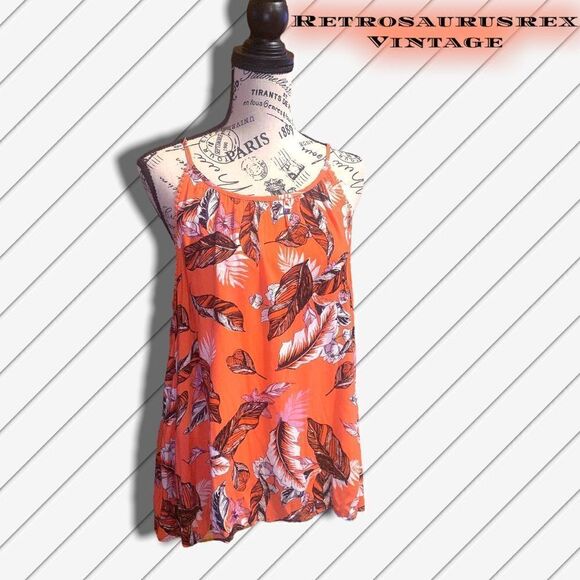 EYESHADOW Hawaiian Orange Hibiscus Oversized Flowy Tank Top, XL - Picture 4 of 6